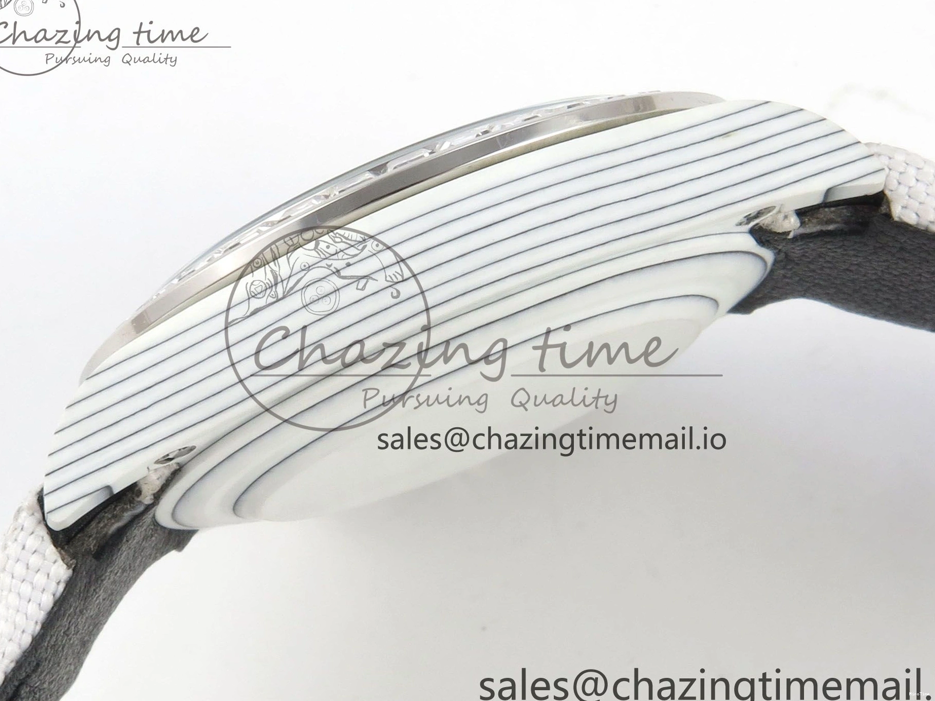 MiroTime 0301 Daytona Cosmograph White Carbon MPF Best Blaken Skeleton Dial on White Nylon Strap A FreshLook 314